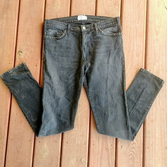 Current/Elliot Black Wash Studded Skinny Jeans - Picture 1 of 6